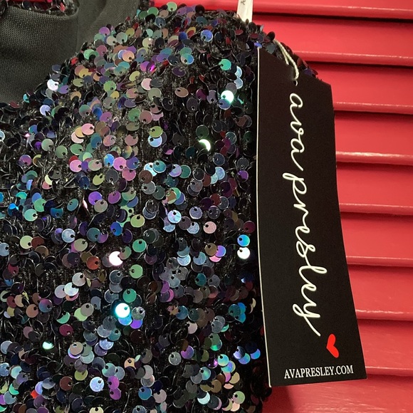 NWT AVA PRESLEY SHORT SEQUIN DRESS SIZE 16 - Picture 6 of 14